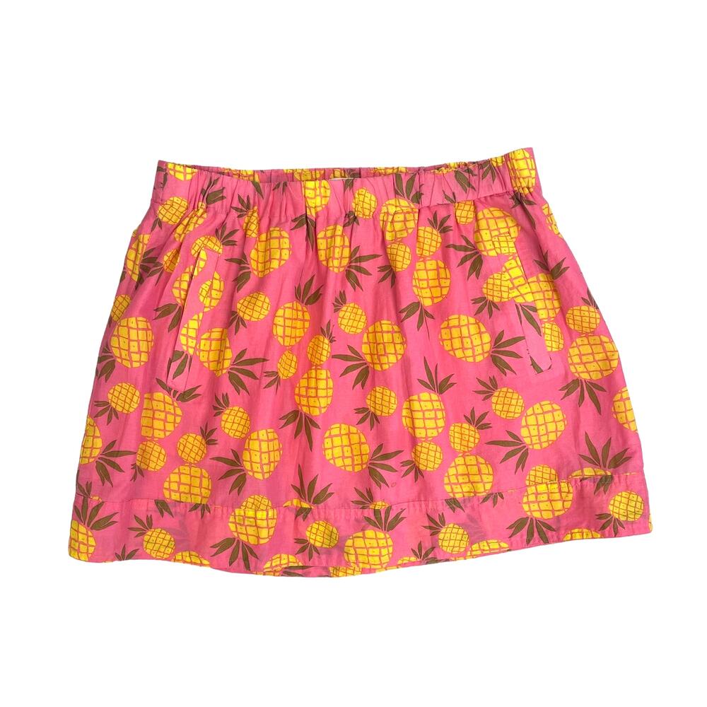 J. Crew 100% Cotton Pineapple Print Pink Mini Skirt Womens Small